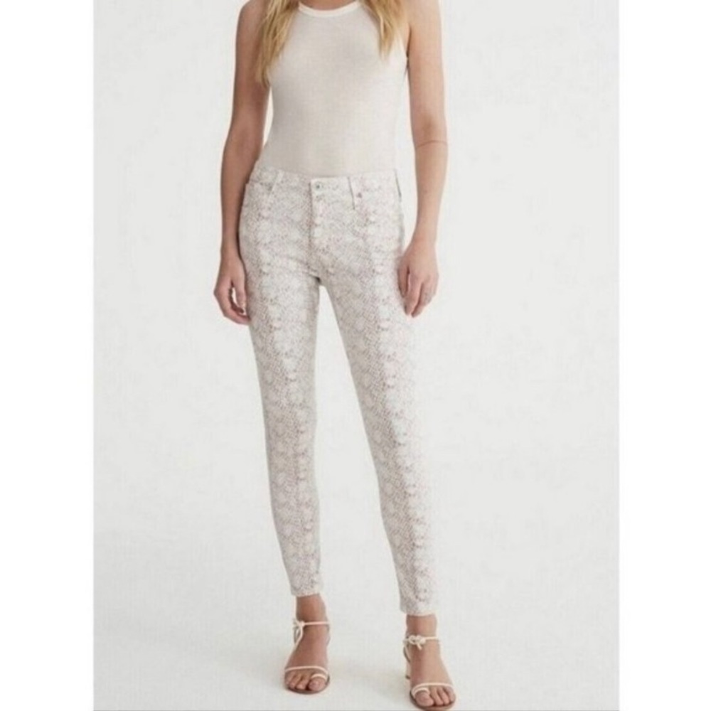 NWT AG Adrianna Goldschmied Farrah High Rise Snakeskin Print Skinny Jeans